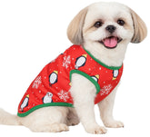 KUTKUT Christmas Style Small Dog Shirt | Vest Sleeveless Snowflakes Printed Soft Texture T- Shirt for Yorkie, Maltese, Shih Tzu etc.